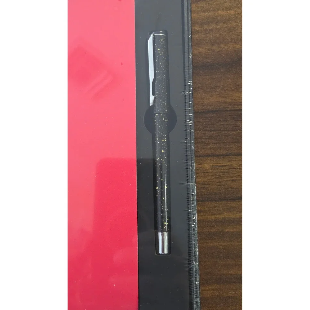 Red Hardcover Journal and Black Gold Speckled Pen Gift Set Factory Sealed